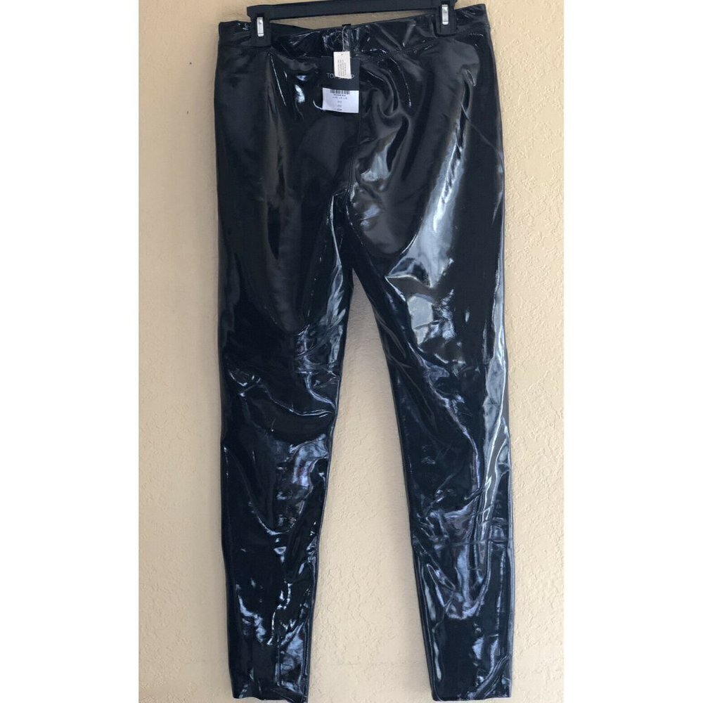 TOPSHOP Women's Black High Waist Percy Vinyl Leggings - Picture 3 of 12